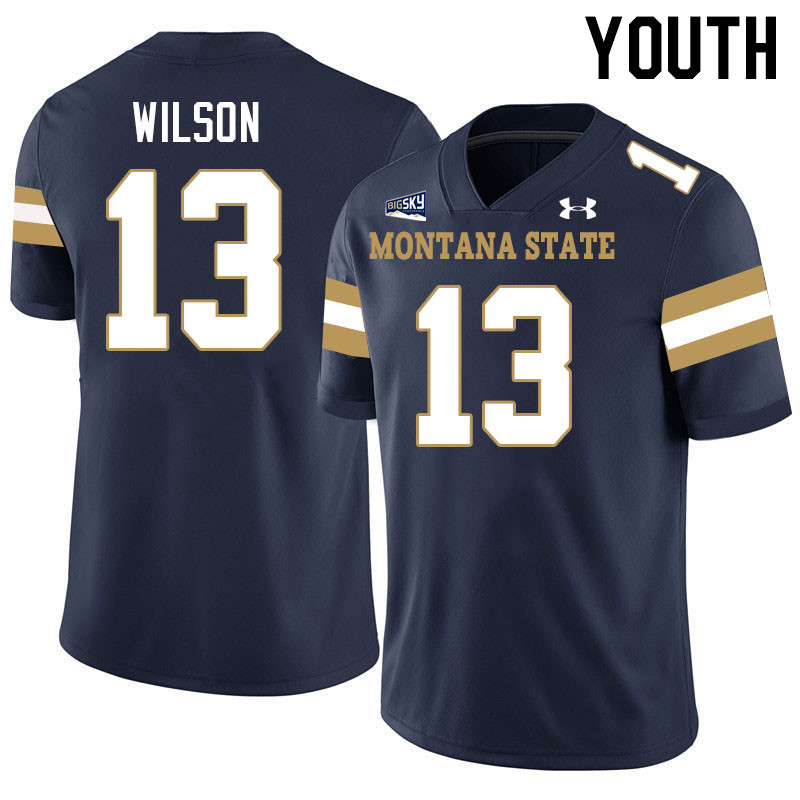 Youth #13 Chance Wilson Montana State Bobcats Jerseys Football Stitched-Navy